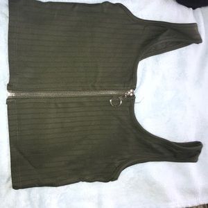 Olive green ribbed Tank Top with zipper ✨
